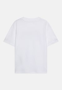 White cotton t-shirt with short sleeves, crew neck, and a plain back. The fabric appears smooth and lightweight with no patterns.