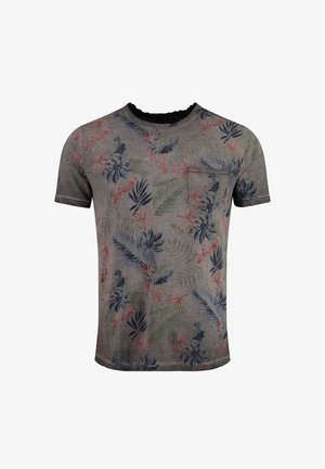 Key Largo SANTA ROUND - Print T-shirt - silver