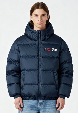 I LOVE YOU EMBROIDERY UNISEX PUFFER - Giacca invernale - dark blue