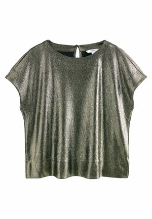 REGULAR FIT - METALLIC LAME SHORT SLEEVE BOXY - Blúzka - gold
