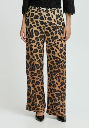 BYHINVA LEOPARD PANTS - Pantalon classique - black mix