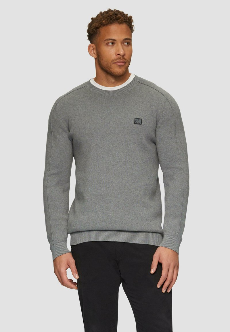 s.Oliver MIT NAHTDETAILS UND LOGO - Strickpullover - graphit