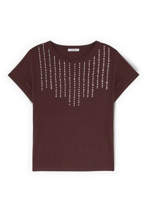 Motivi, T-SHIRT CON APPLICAZIONI DI STRASS - T-Shirt print - marrone