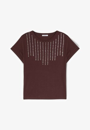 Motivi, T-SHIRT CON APPLICAZIONI DI STRASS - T-Shirt print - marrone