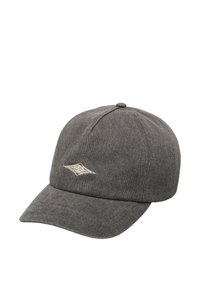 Γκρι βαμβακερό καπέλο με υφασμάτινο μοτίβο, καμπυλωτό γείσο και κεντημένο λογότυπο μπροστά. Ρυθμιζόμενο λουράκι στο πίσω μέρος.