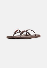 Havaianas SQUARE GLITTER - T-pántos szandálok - dark brown