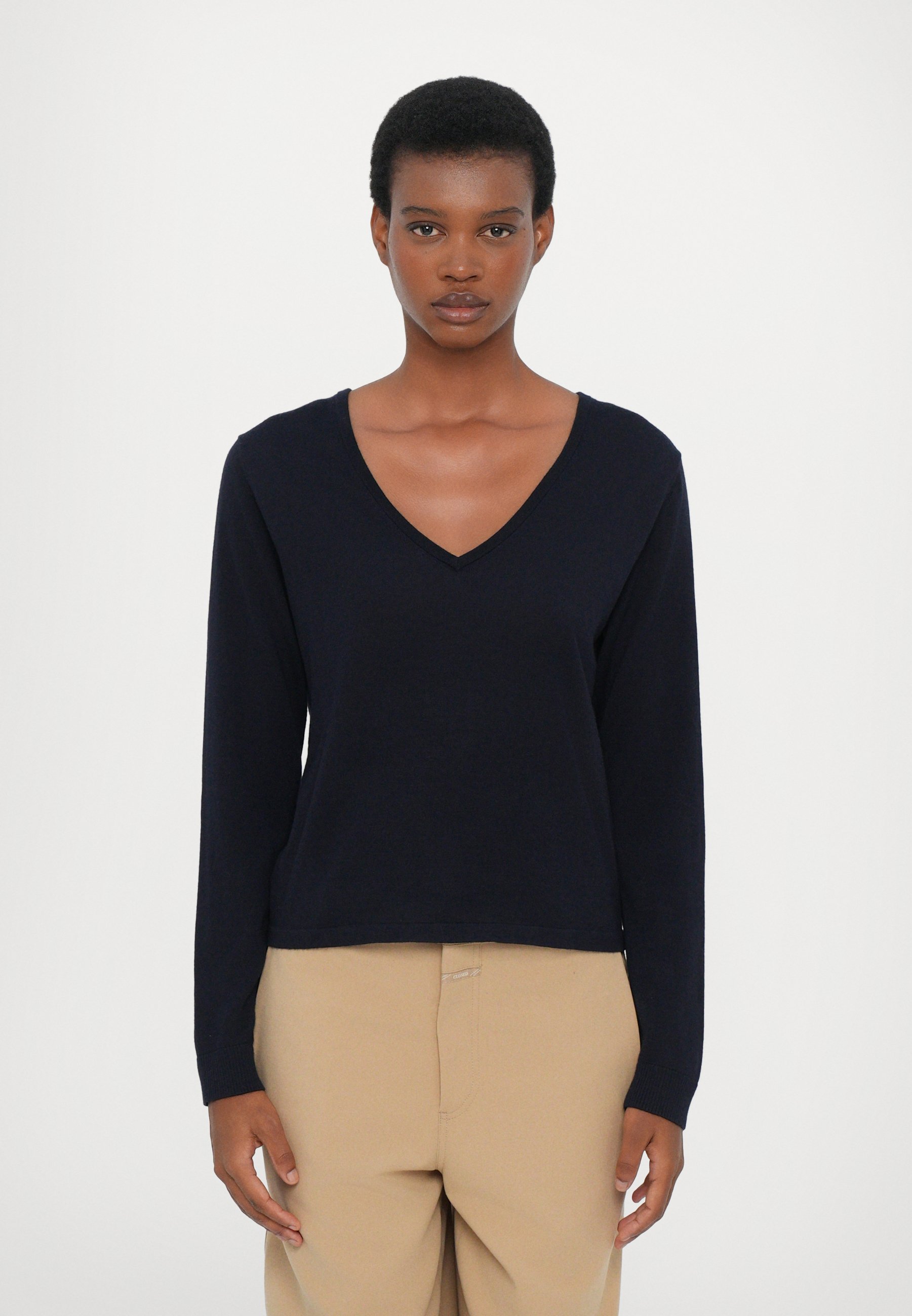 CLOSED V NECK LONG SLEEVE Strickpullover dark night/dunkelblau