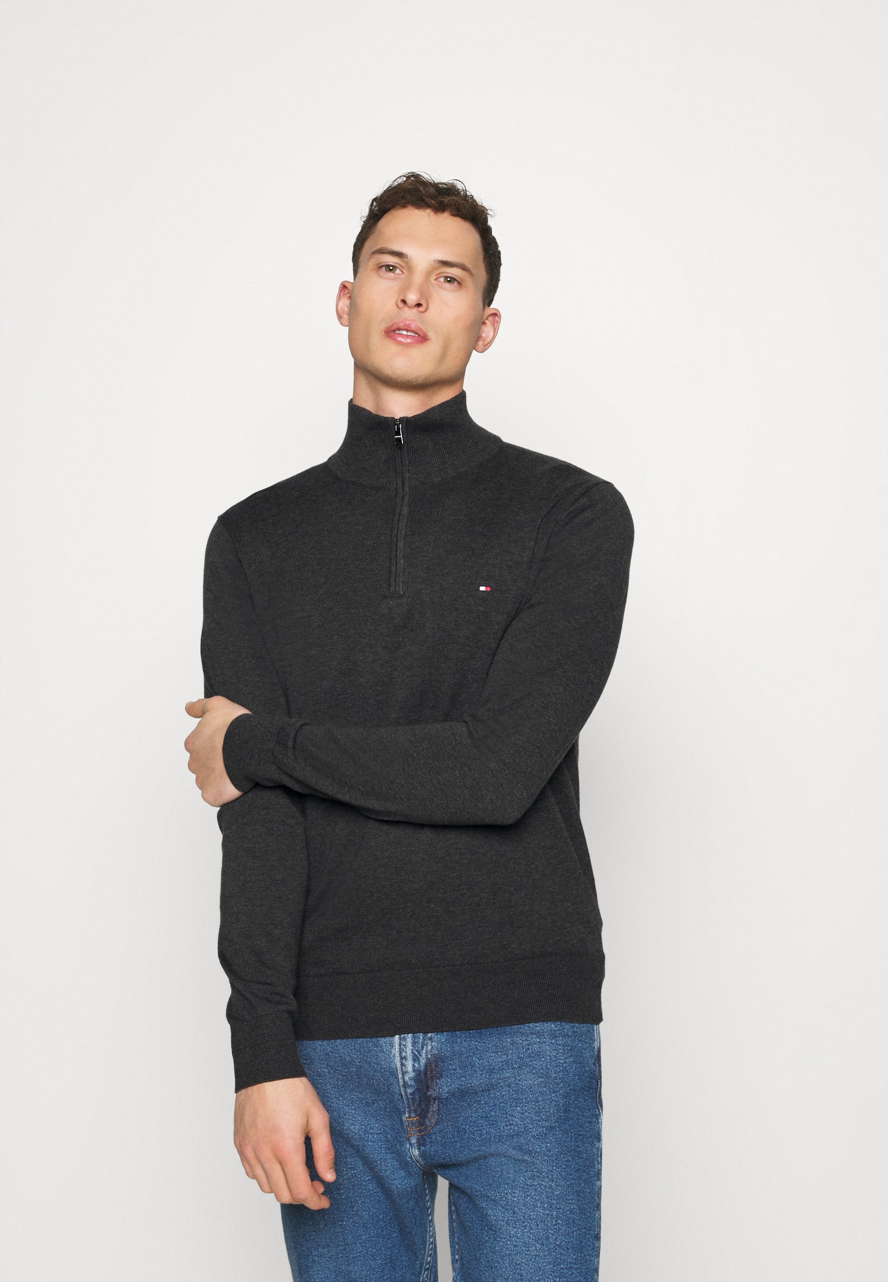 tommy hilfiger blend zip mock