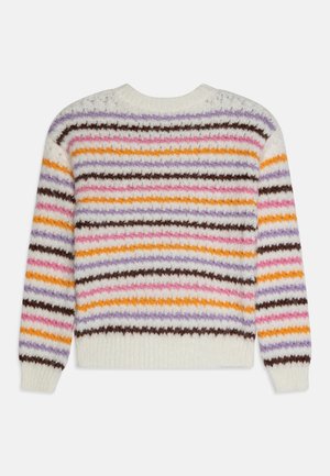 ONLY GIRLS, KOGHALEY STRIPE  - Pulóver - cloud dancer/potting soil/viola/cadmium yellow/rosebloom