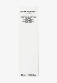 Grown Alchemist regenererende handcrème doos met ingrediënten polypeptide, rambutan, zoete amandel, 40 mL (1,3 US fl. oz.).