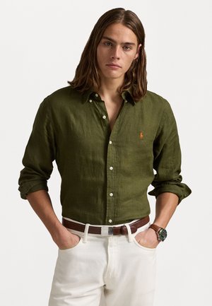 CUSTOM FIT LINEN SHIRT - Button down-skjorte - new olive