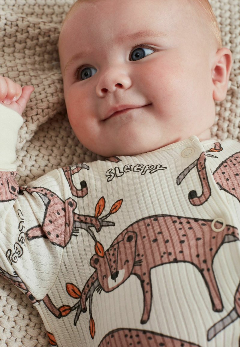 Next 3 PACK BABY FOOTLESS Sleep suit purple green character rib