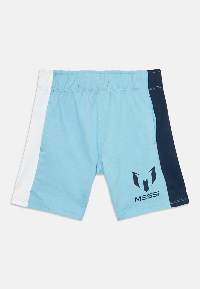 Calções azul claro feitos de uma mistura de algodão, com painéis laterais em azul marinho e branco. Logótipo frontal em impressão escura. Cintura elástica.