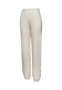 Cremfarbene, weiche Stoff-Sweatpants mit hochgezogenem elastischem Bund und geraden Beinen. Verfügt über ein dezentes Logo-Detail am Saum.