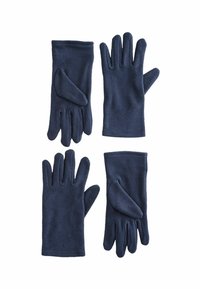 Tumed sinine fleece'ist kindad pehme tekstuuriga, viie sõrme ja pöidla ning hea liikuvusega, tihedalt istuv mansett soojuse tagamiseks.