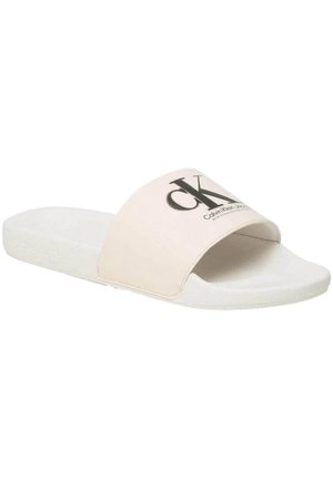 SLIDE OVERSIZED BRAND - Sandalias planas - white