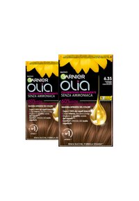 Garnier - GARNIER TINTA CAPELLI OLIA COLORAZIONE PERMANENTE SENZA AMMONIACA PER UNA FRAGRANZA DELICATA COPRE IL 100% DEI CAPELLI BIANCHI CON OLI DI FIORI DI ORIGINE NATURALE - 2 PACK - Tinte capelli - castano chiaro cioccolato (6.35) Immagine in miniatura 1
