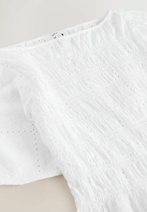 Next, REGULAR FIT - SMOCKED SLASH NECK SHORT SLEEVE TOP  . - Bluse - white broderie