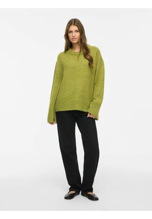 VILA, KNITTED PULLOVER VIESSY ROUND NECK - Pullover - avocado