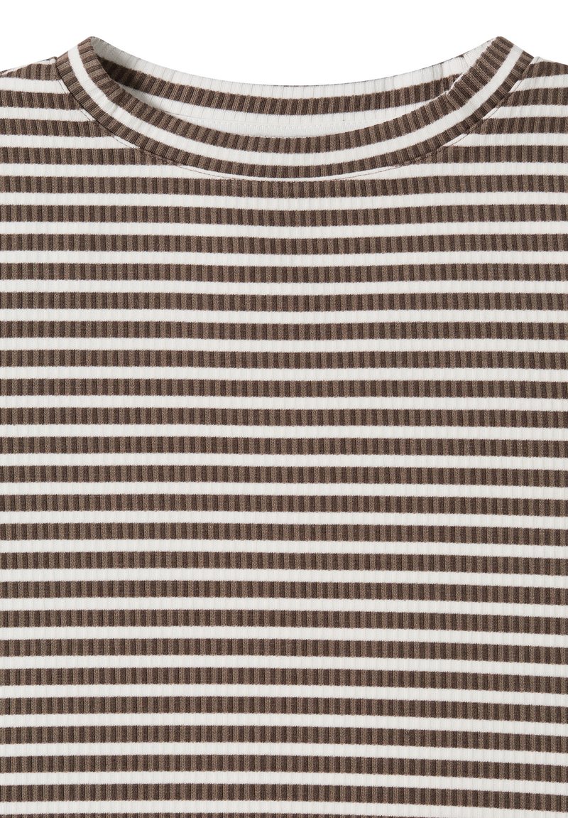 Gestreept meisjes-T-shirt met boothals - wit gestreept, Meisje