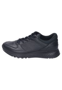 Schwarze Sportschuhe aus glattem Leder mit perforierten Details, einer gepolsterten Sohle und Schnürsenkeln für einen sicheren Sitz.