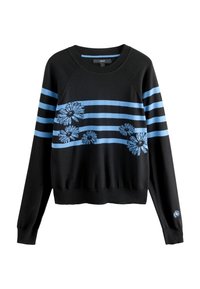 Unselected, black blue floral stripe