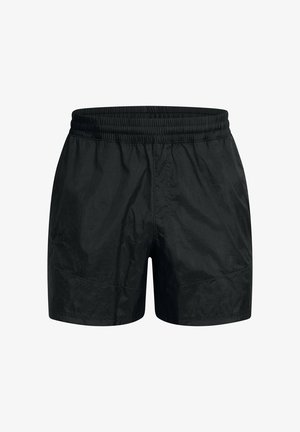 Black shorts made of lightweight fabric, featuring an elasticated waistband and a smooth texture with minimal stitching details.
