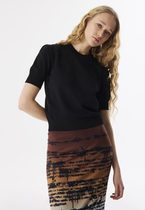 REGULAR FIT EMBROIDERED - T-shirt basic - black