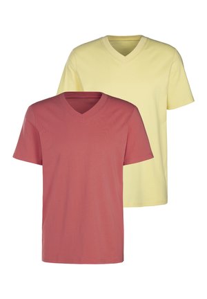 V 2 PACK - T-Shirt basic - koralle/gelb