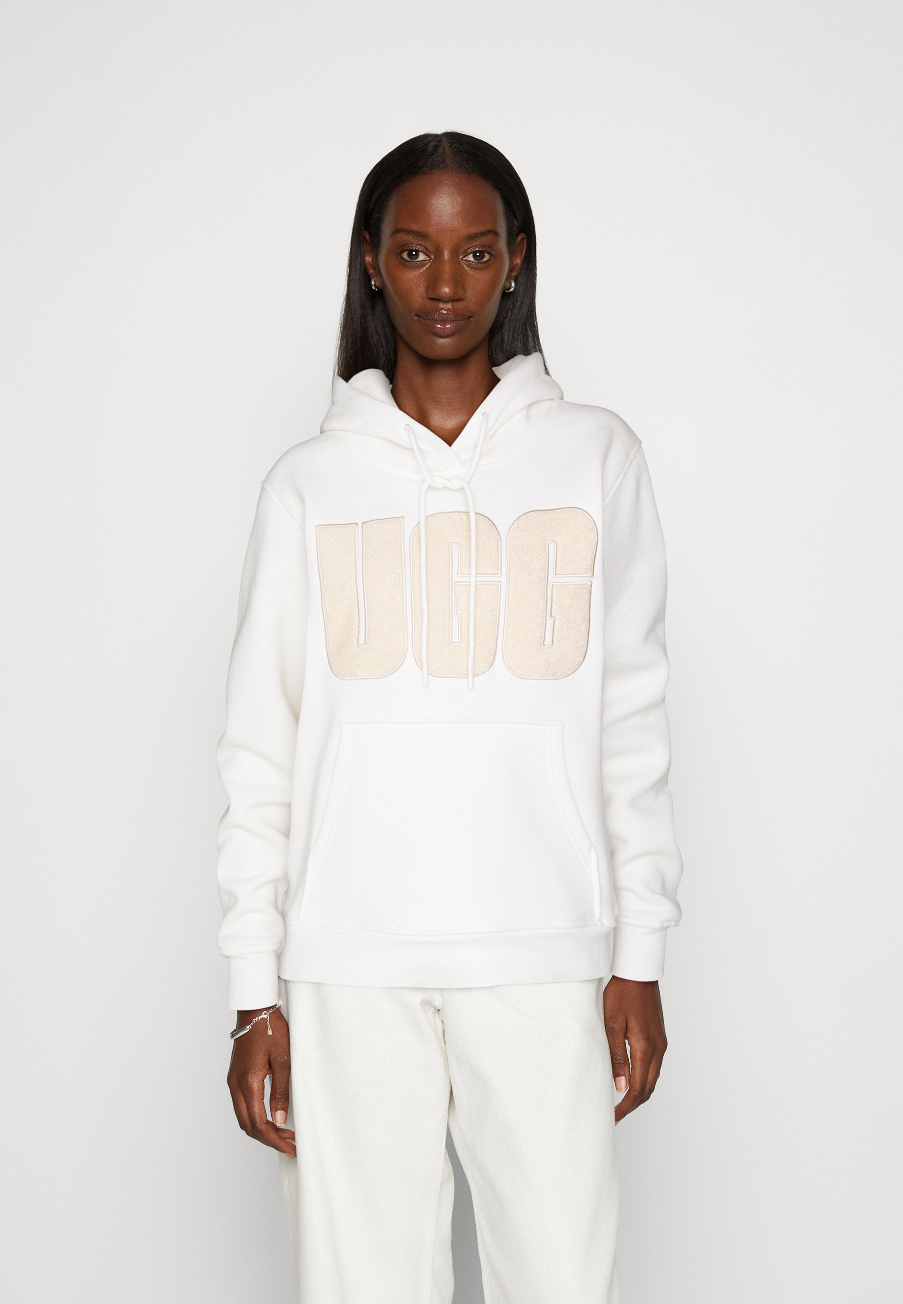 UGG REY FLUFF LOGO HOODIE - Sweatshirt - nimbus/sand/off-white 