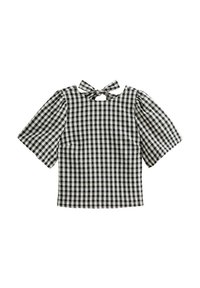 CHECK PATTERN BOW BACK PUFF SLEEVE  - Blouse - black pattern