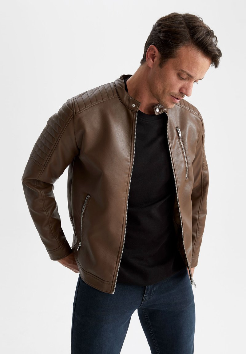 DeFacto SLIM FIT Faux leather jacket brown/light brown Zalando.ie
