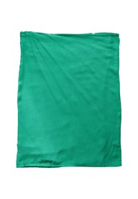 Grüner Baumwollstoff flach ausgelegt, mit einer glatten Textur und leichtem Design, rechteckiger Form und ohne sichtbare Muster oder Accents.