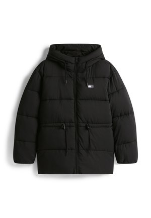Tommy Jeans, HOODED MIDI PUFFER - Abrigo de invierno - black