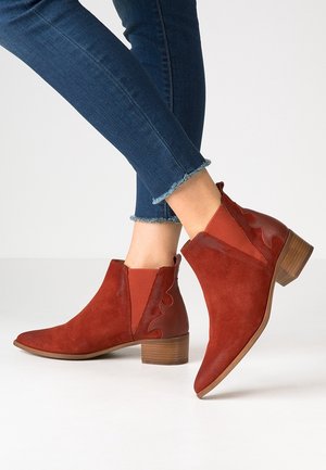 Kovbojské/motorkářské kotníkové boty - burnt orange denim
