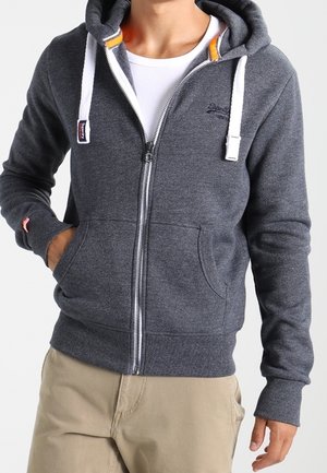 Felpa con zip - mottled dark blue