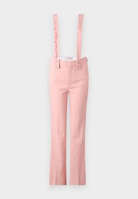 BAGGY EMBROIDERED SUSPENDER TROUSERS - Trousers - baby pink