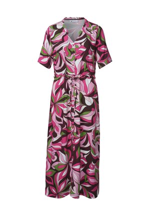 Street One, MIDI-KLEID MIT V-NECK UND PRINT - Vestido camisero - magenta dream