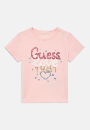 Guess, Nyomott mintás póló - light pink