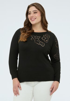 CON MOTIVO TRAFORATO - Strickpullover - nero
