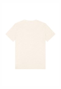 T-shirt beige chiaro a maniche corte realizzato in tessuto morbido. Presenta un collo a giro classico e una schiena semplice con una texture sottile.