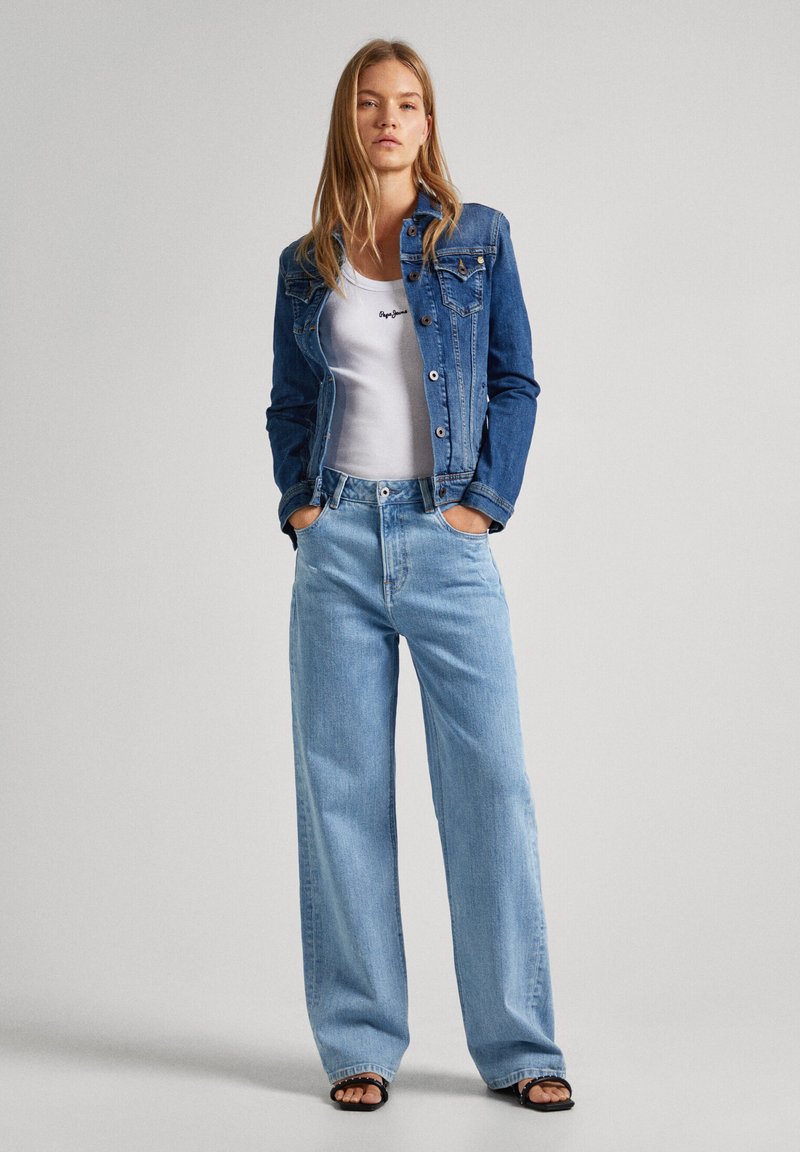 Giacca Donna In Denim Elasticizzato Pepe Jeans Thrift - Slim Fit, Blu Medium Usurato