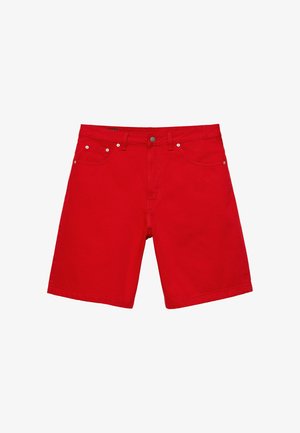 PULL&BEAR, BAGGY DENIM - BERMUDA SHORTS - Shorts di jeans - red
