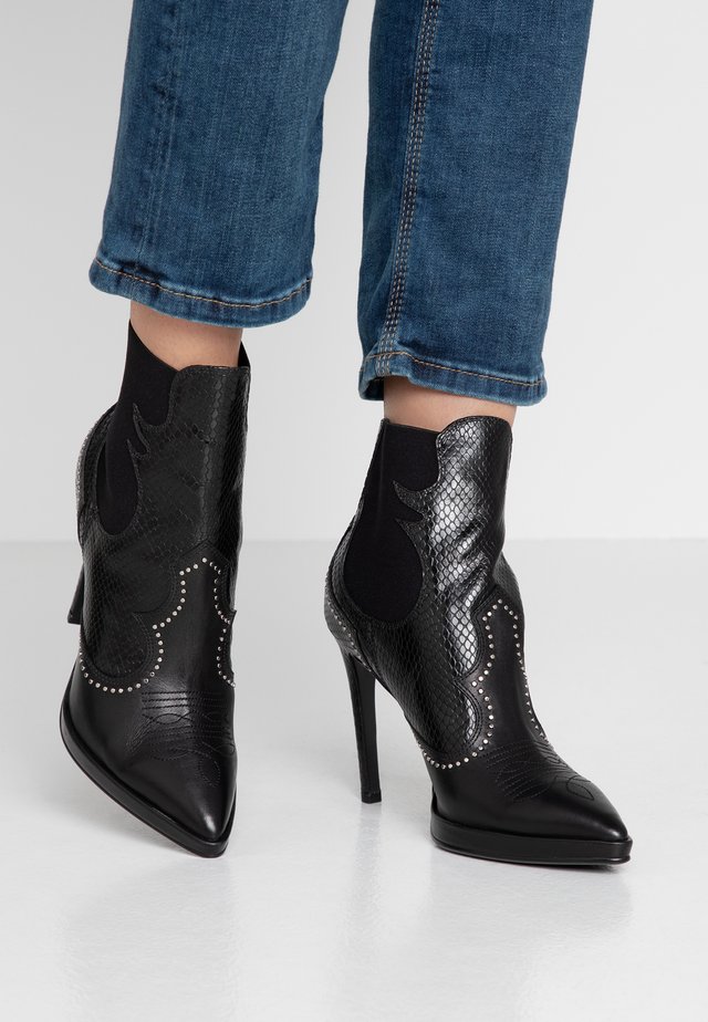 High heeled ankle boots - black