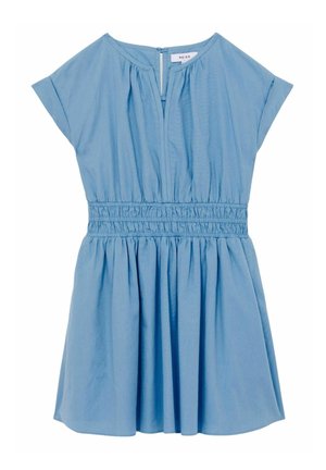 REISS LENA COTTON CAP-SLEEVE RUCHED DRESS - Day dress - blue