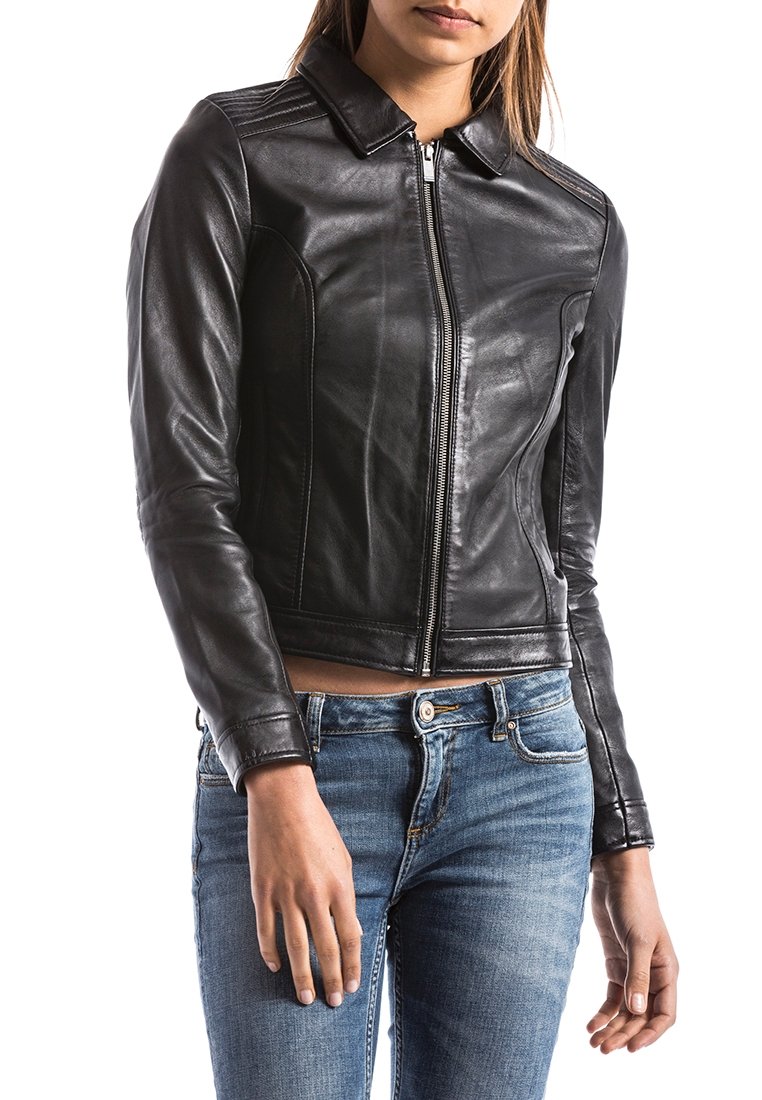 BLUE WELLFORD Chaqueta de cuero - black/negro - Zalando.es