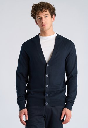 Lindbergh V NECK BUTTON CARDIGAN - Strickjacke - navy