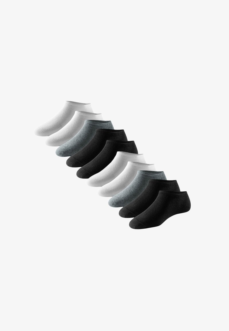 Enkelsokken in zwart, grijs en wit, met een zachte textuur en elastische banden voor een goede pasvorm. Set bevat meerdere paren.