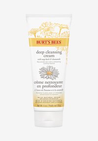 Burt's Bees diepe reinigingscrème in een tube van 170 g, wit met gele accenten, voorzien van botanische illustraties en tweetalige tekst.