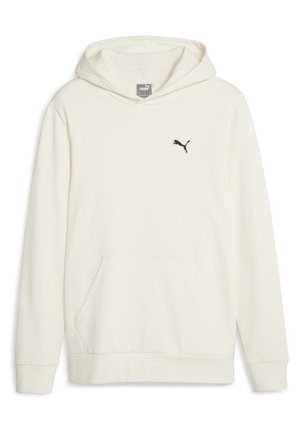 Felpa crema con tasca frontale e logo Puma nero sul lato sinistro del petto. Realizzata in morbido tessuto testurizzato con cappuccio regolabile.